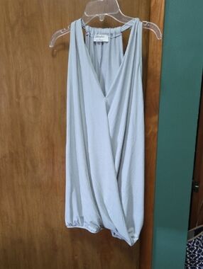 Zenana Outfitters Light Gray Draped Tank Top